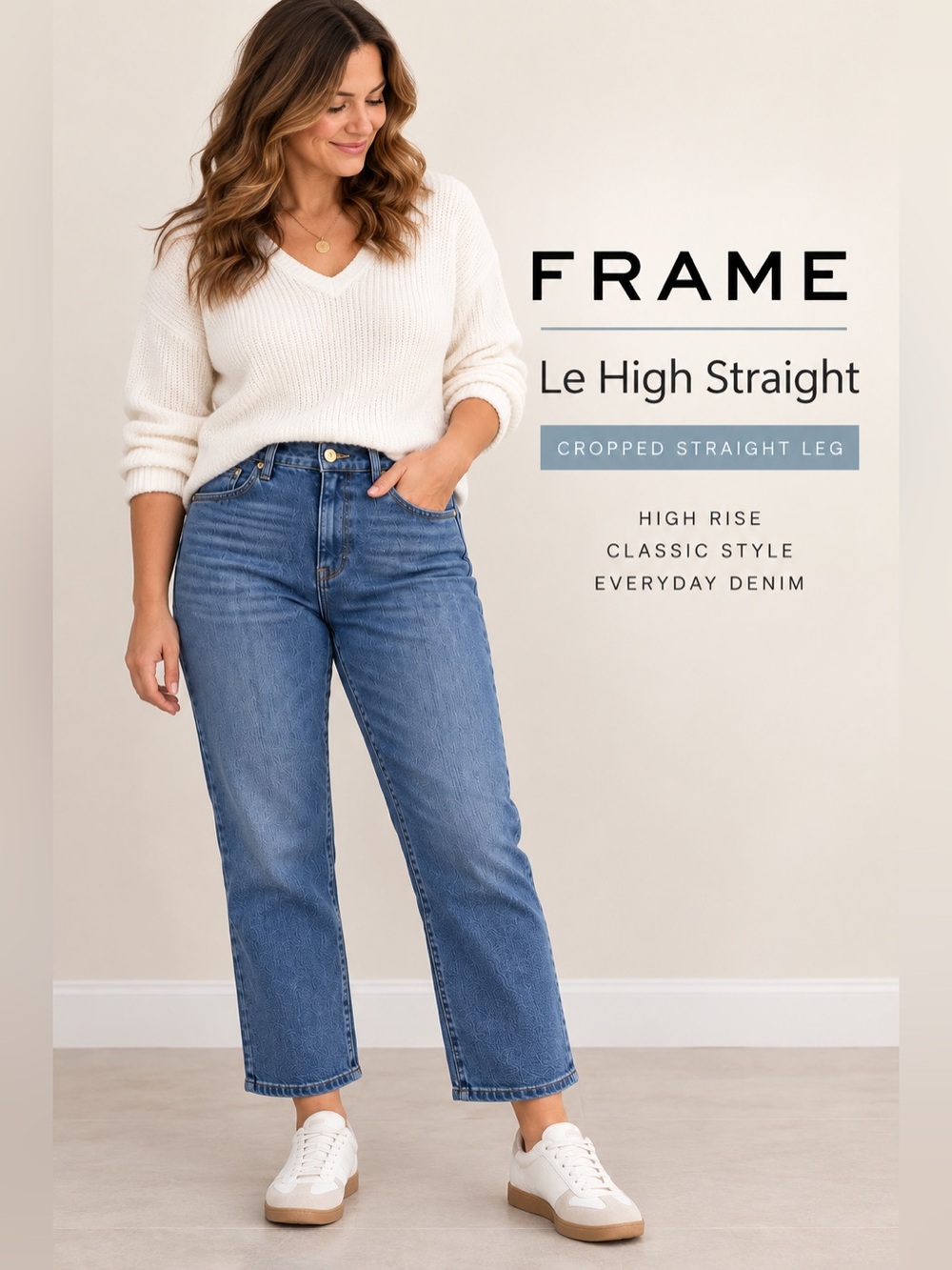 FRAME Le High Straight Jeans Women’s 32 Medium Wash Stretch Denim High Rise